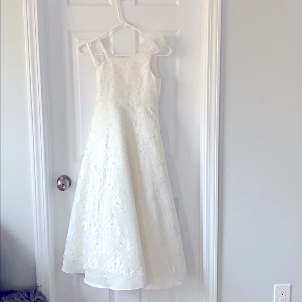 Lilacs and Pearls Ivory Flower Girl Dress
